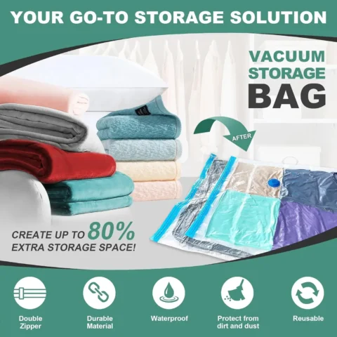 Vacuum Storage Bag 5pcs Combo Set (4pcs medium +1pcs pump)